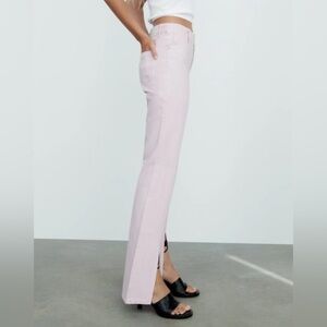 ZARA WOMENS SLIM FLARE JEANS LAVENDER FRONT SLIT HIGH RISE SZ 6